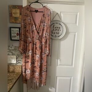 Floral Wrap Dress in Pink and Purple
